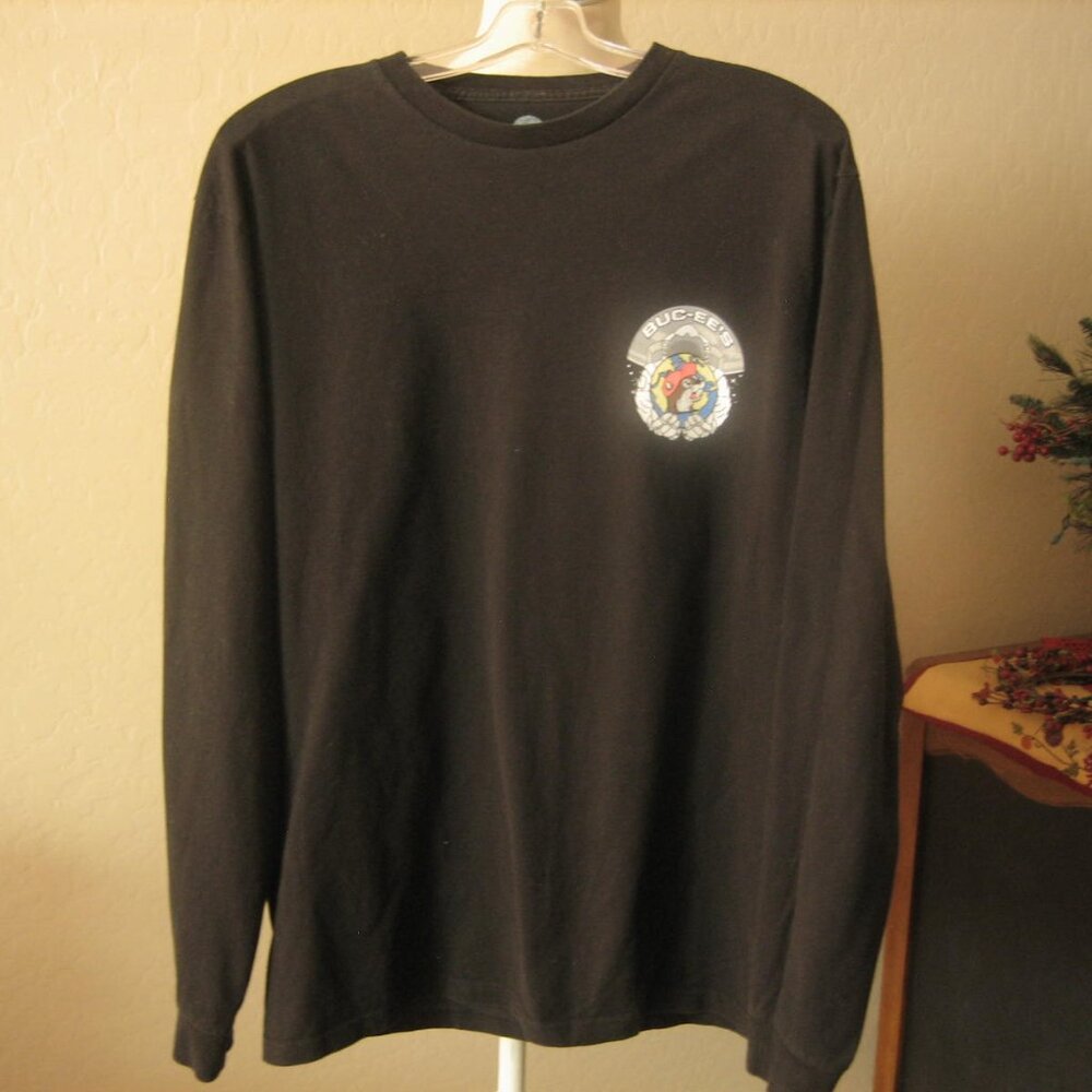 Buc-ees Shirt Men's M Black Long Sleeve Space Astronaut Graphic Tee Moon Landing